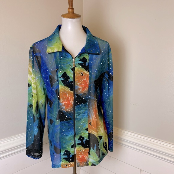 Damee, Inc. Bright & Sparkly Illusion Jacket L FREE SHIP - Picture 1 of 4